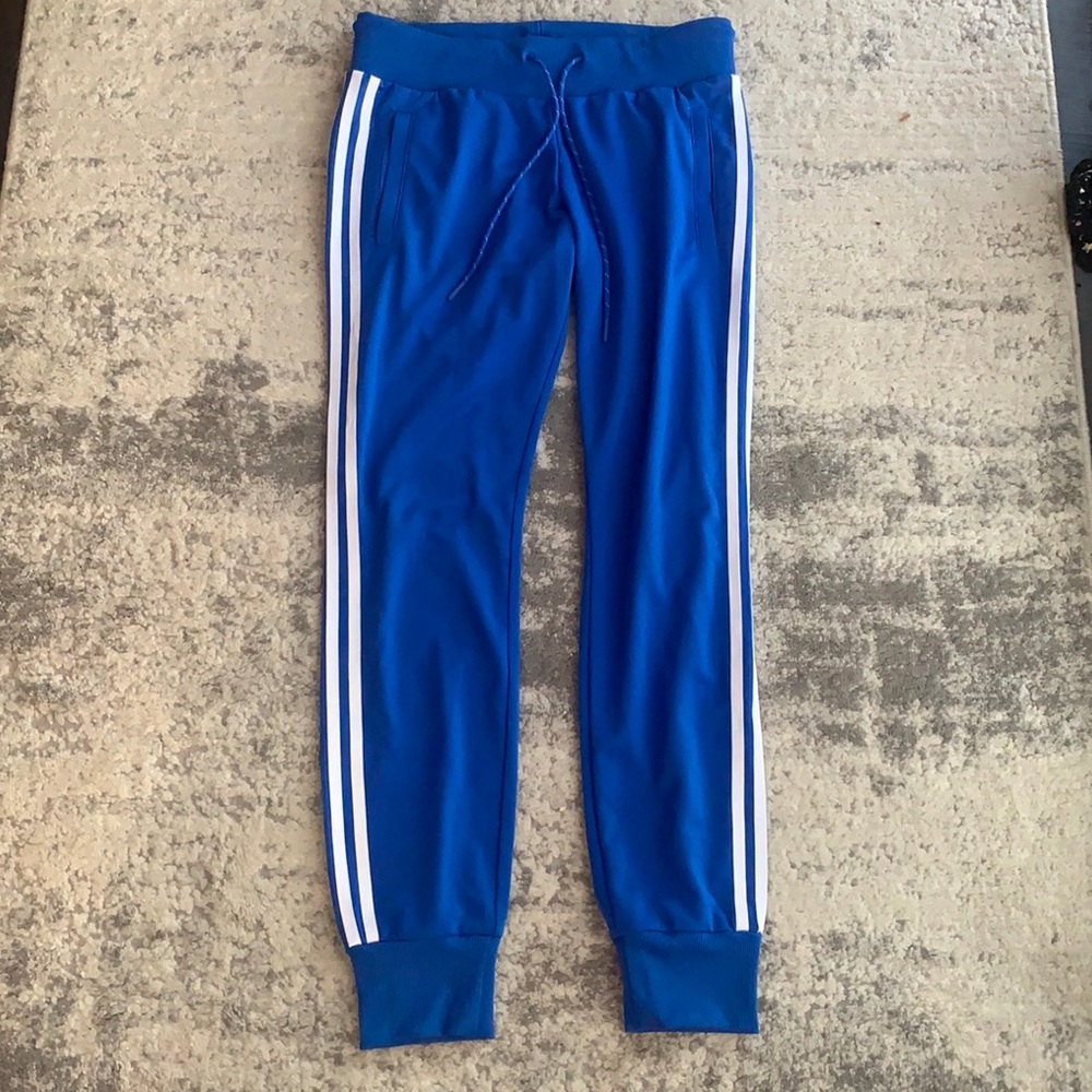 Blue adidas track pants